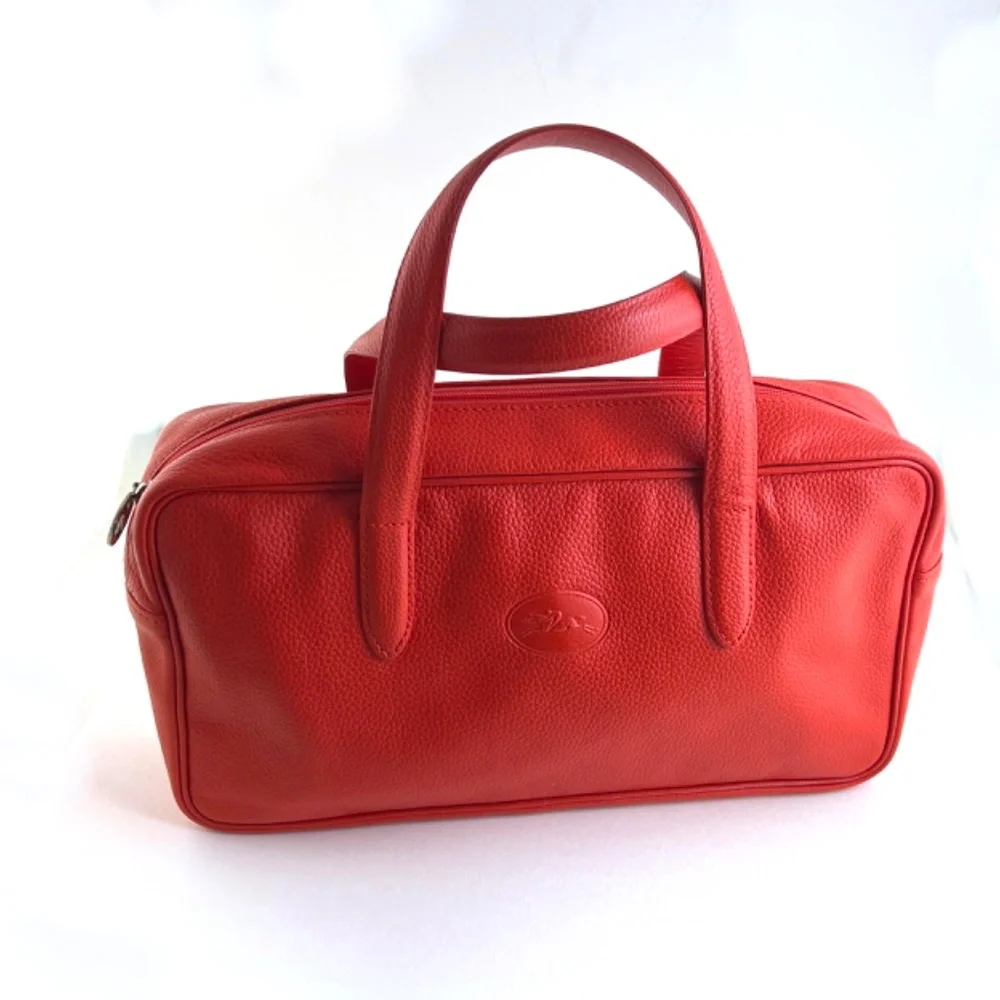 Longchamp handbag - Striking orange pebbled leather. - Picture 3 of 9